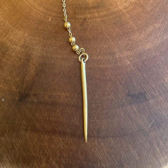 Dogeared brass long lariat necklace - Picture 2 of 5